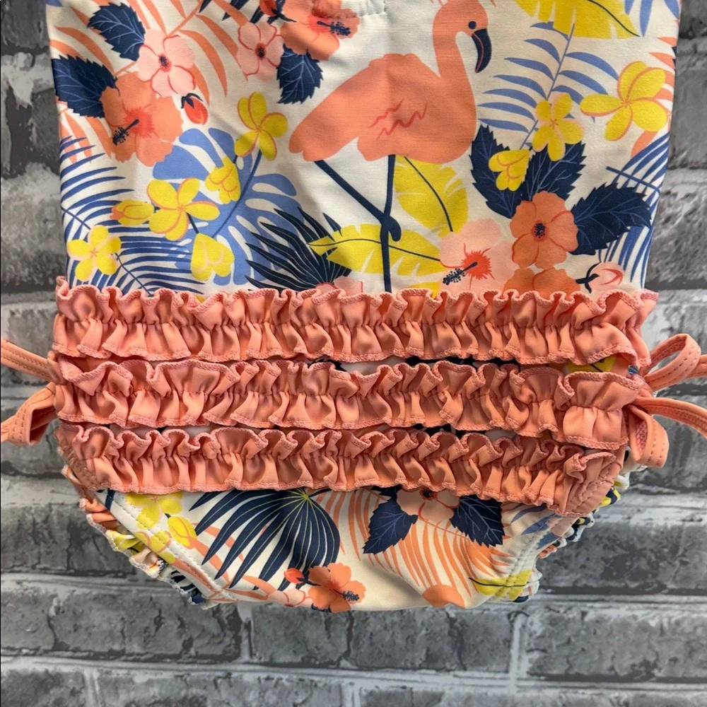 Ruffle Butts‎ Floral Flamingo Kids Swimsuit
